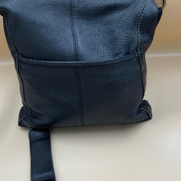 The Sak Black Leather Gold Hardware Shoulder or Crossbody with Front Zip Pocket